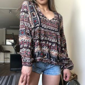 Blue Rain Print Blouse